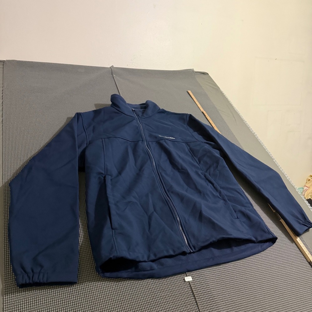 Columbia Mens XL Navy Blue Full Zip Softshell Jacket Mock Neck Pocketed